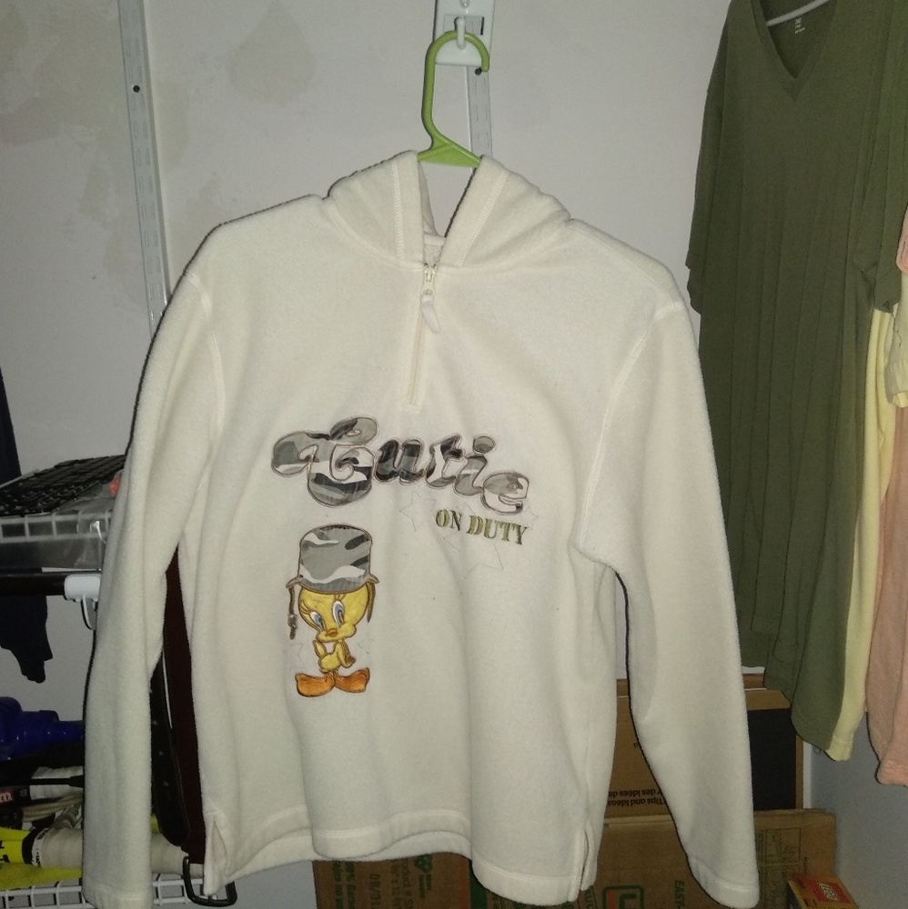 Looney Toons Cream Army Peep Hoodie with zipper